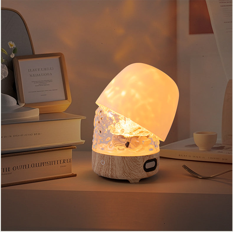 Ocean Wave Projector Light, 16 Colors, Wireless Northern Lights Aurora Projector Light with Bluetooth Speaker, Switch to Night Light with Lampshade, Touch/Remote Rechargeable Aperture Lamp