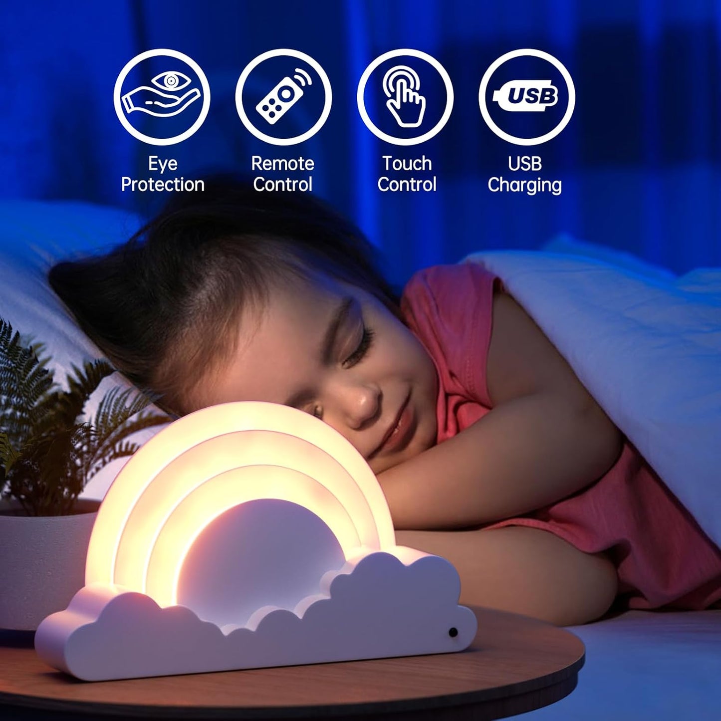 Rainbow Night Light, Rechargeable Battery 14 Color Night Light