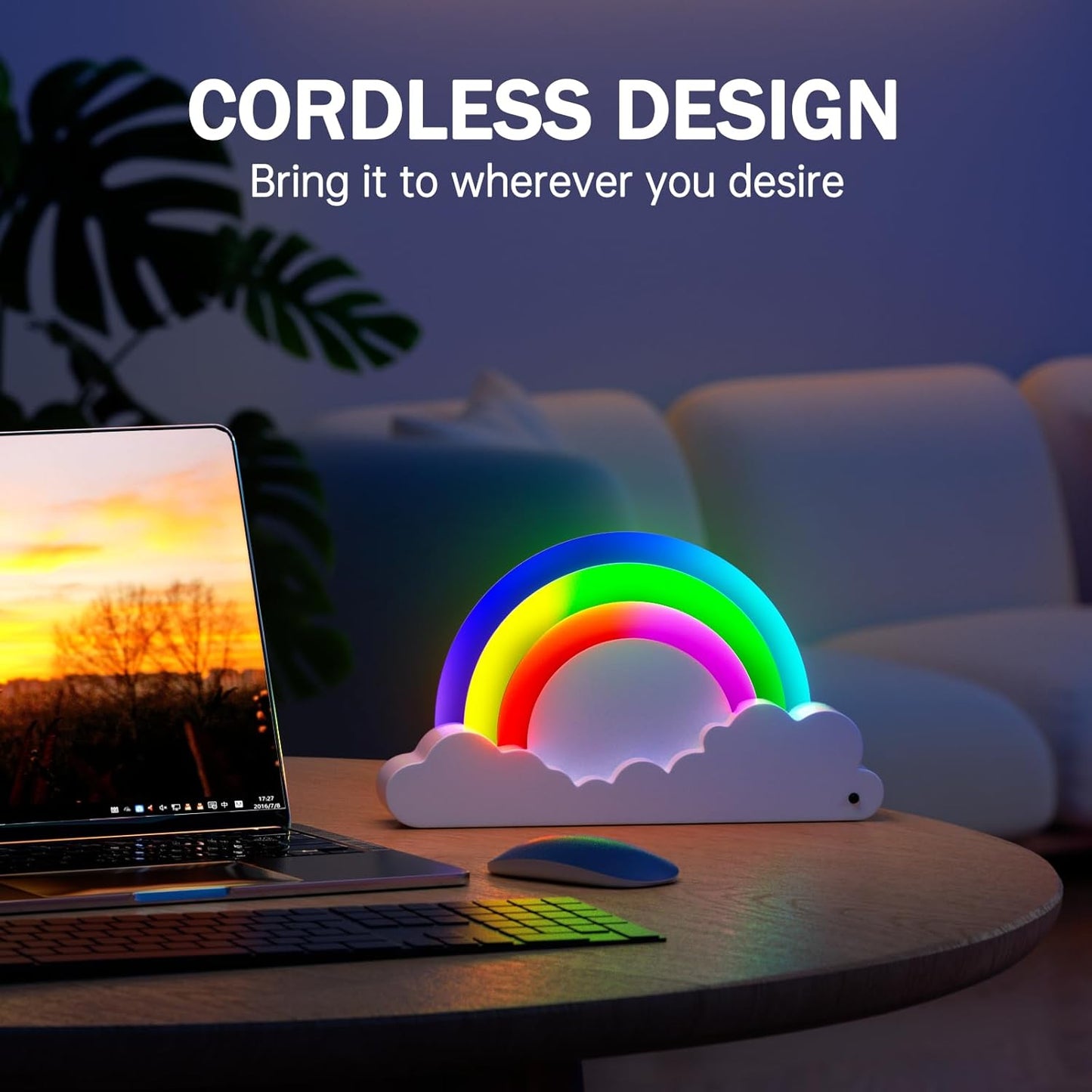 Rainbow Night Light, Rechargeable Battery 14 Color Night Light