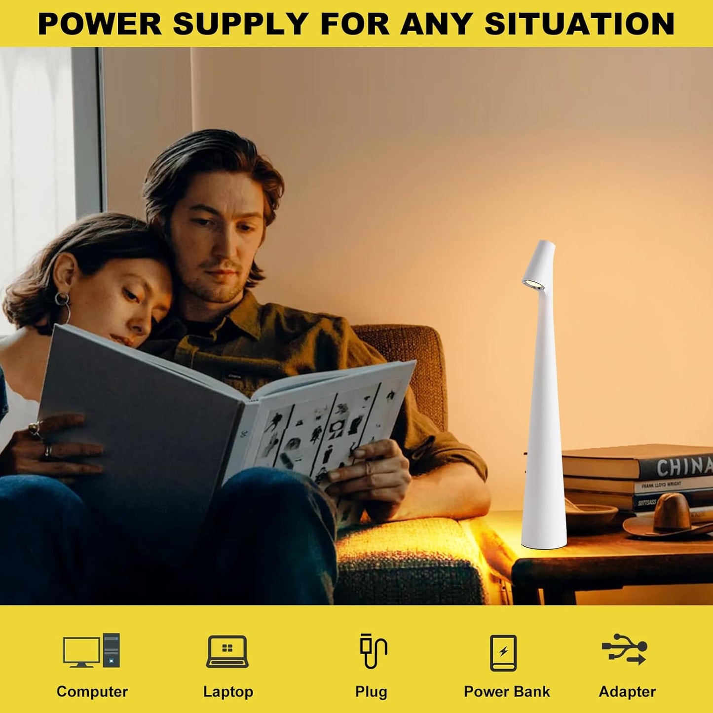Cordless Table Lamp, 3 Level Brightness Portable Battery Operated Lamp, Rechargeable Battery LED Table Lamp